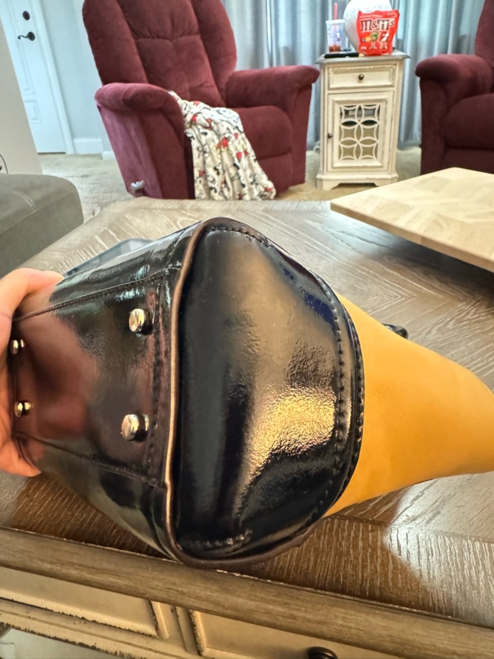 Kate Spade Leather Two-Tone Satchel Handbag - Yellow and Black - Picture 8 of 16
